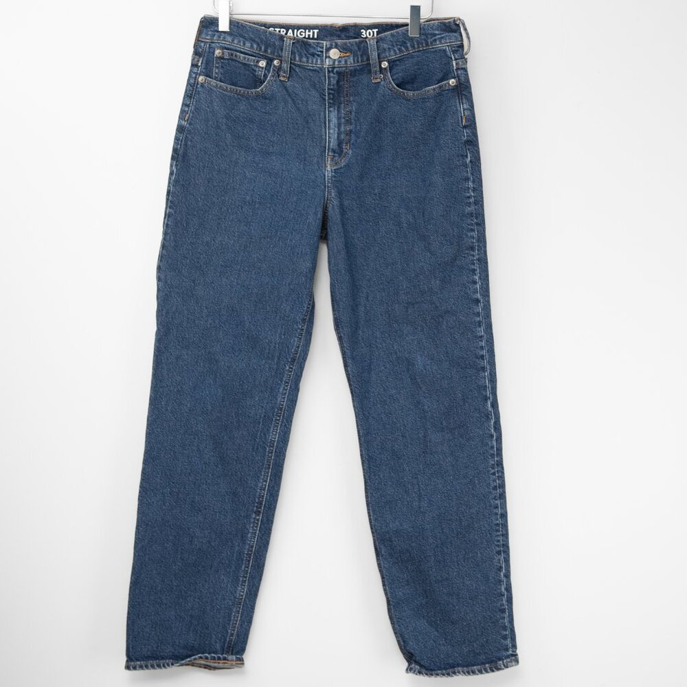 J. Crew Straight Jeans High-Rise 90's Classic Stretch Denim Blue Size 30 Tall - Picture 1 of 7